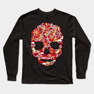 Red floral skull Long Sleeve T-Shirt